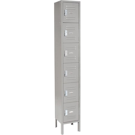 Global Industrial Six Tier Locker, 12x15x12, 6 Door, Unassembled, Gray 652056GY